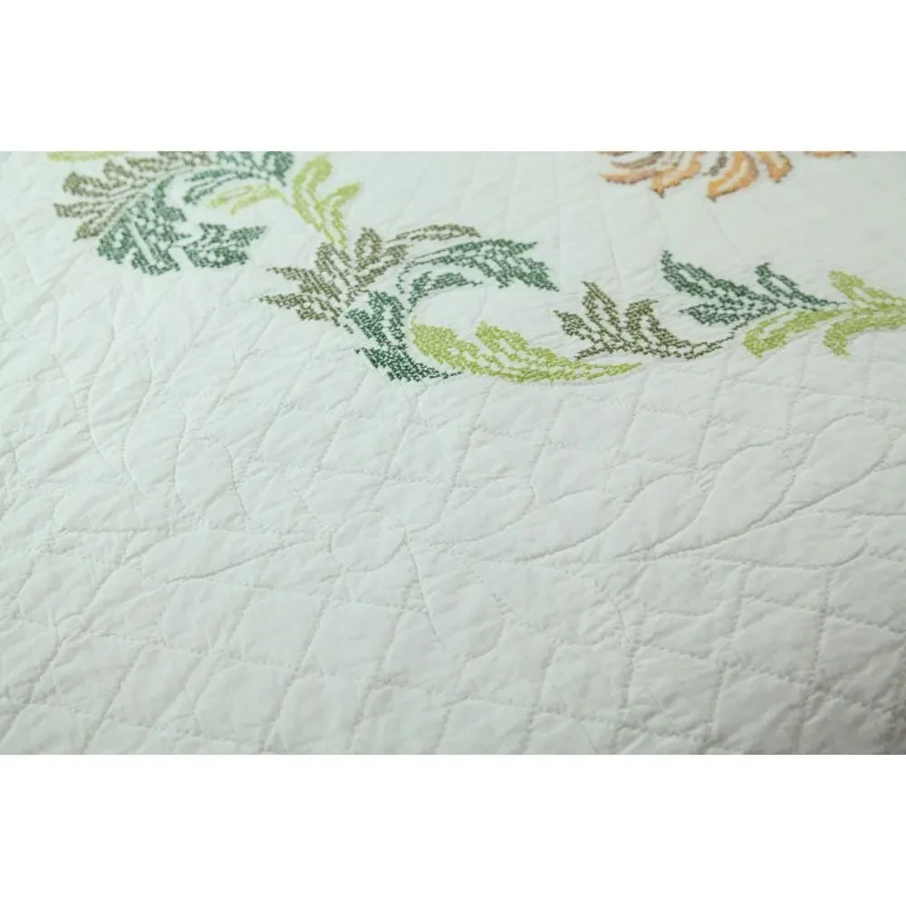 Vintage Needlepoint Bedspread Floral Cottagecore Granny Full 86